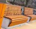 Concrete benches in a park in Warsaw
