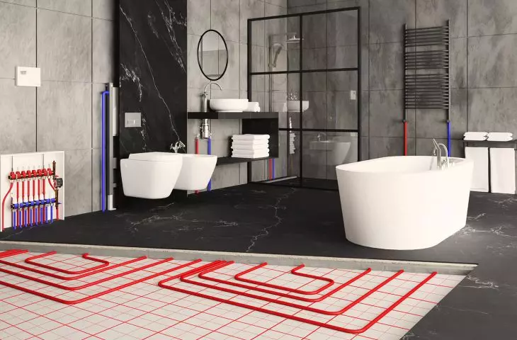 Complete DIAMOND PEX System in bathroom arrangement with timeless DIAMOND mixer products