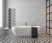 River radiator is a stylish detail for a timeless bathroom