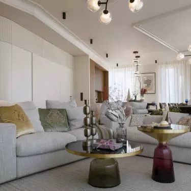 The centerpiece of the lounge area is a corner sofa