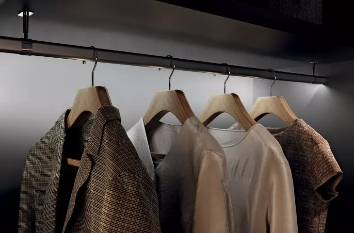 Light in the clothes rod