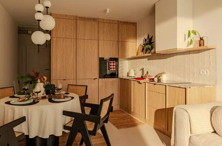 The interior combines Danish hygge and the concept of less is more