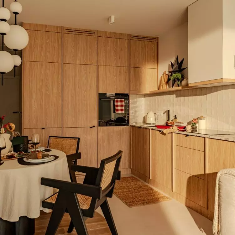 The interior combines Danish hygge and the concept of less is more