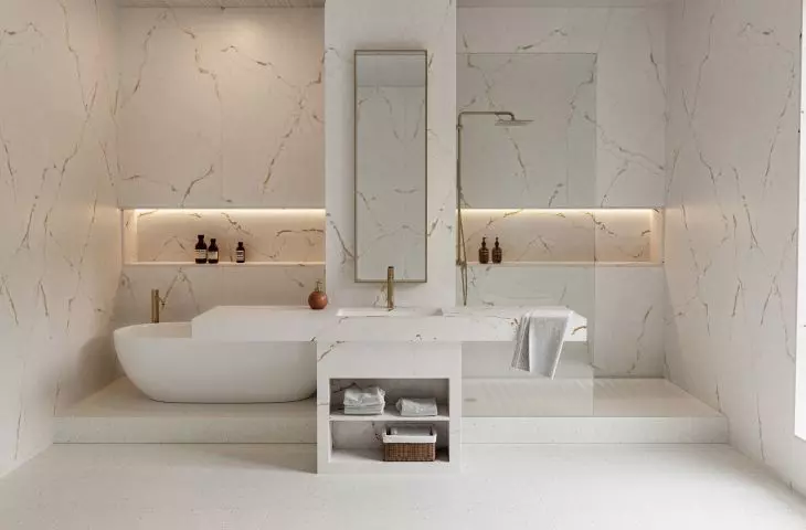 Łazienka, materiał Silestone Versailles Ivory