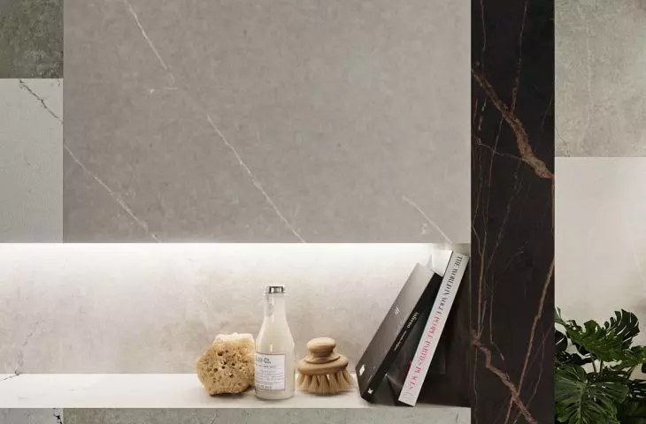 Bathroom designed by Collin Seah, wall cladding - material Dekton