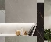 Łazienka projektu Collina Seah, okładziny ścienne - materiał Dekton