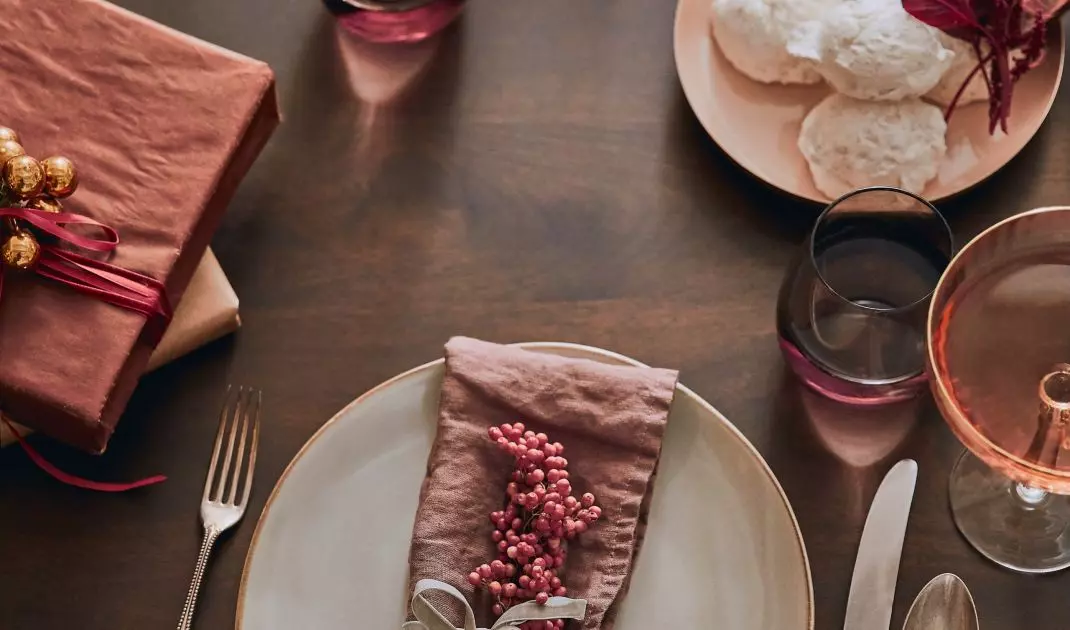 Move away from the classic holiday color palette in favor of pink 