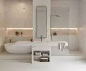 Łazienka, materiał Silestone Versailles Ivory