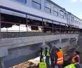 Reinforcement of the support beams of the railroad viaduct