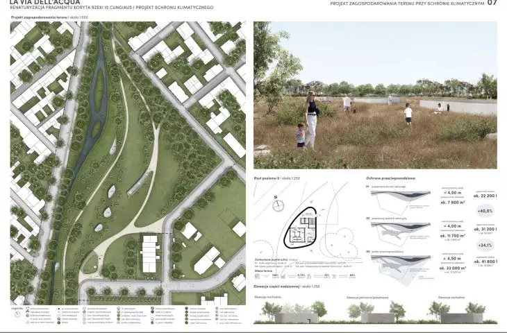 La Via Dell'Acqua — renaturyzacja fragmentu koryta rzeki Is Cungiaus i projekt schronu klimatycznego