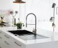 Cristadur® Signus D100 L flush-mount sink in Magma color