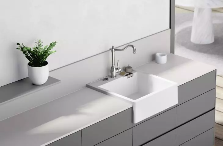 Cristadur® Greenline Kalio M-100 sink in Day+ faucet Resi stainless steel