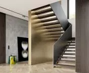 Interior staircase painted with Capadecor Metallocryl paint adds elegance to the interior