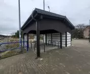 Bicycle shelter at the train station in Hel