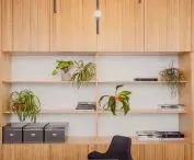 A feeling of warmth to the industrial aesthetic is introduced by wood
