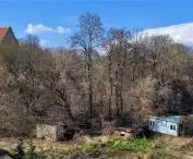 The site for the planned park next to the Museum, between St. Adalbert's Hill and Slaughterhouse (right, behind the frame)