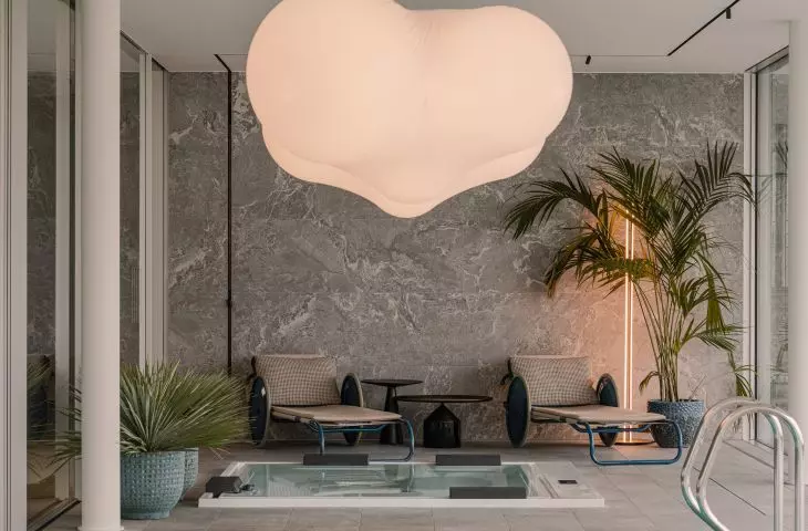 The recreational area consists of a swimming pool, gym and sauna