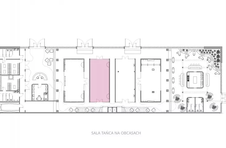 Rzut sali do tańca na obcasach