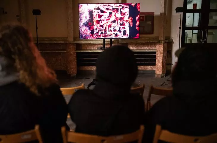 The exhibition also included a screening of films made in the Arts and Media course. Pictured is a film by Weronika Juszczyk