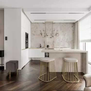 The kitchenette is part of the living area