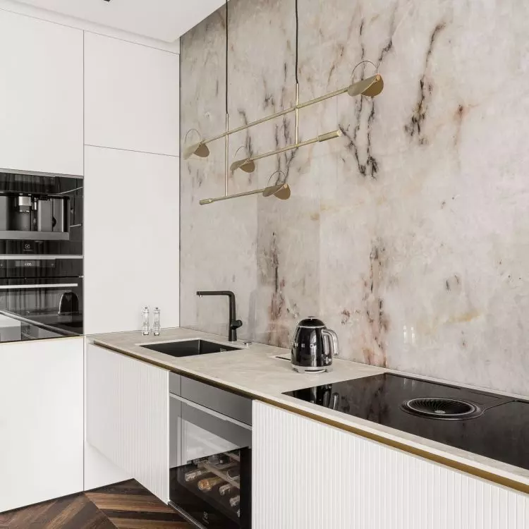The lower cabinets were suspended
