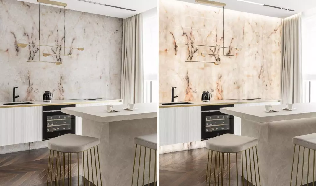 Onyx wall can be highlighted 