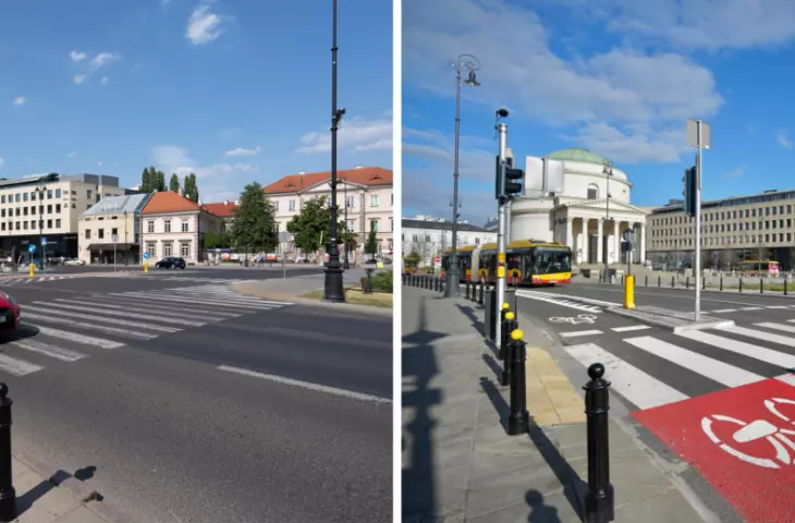 Three Crosses Square - before and after reconstruction