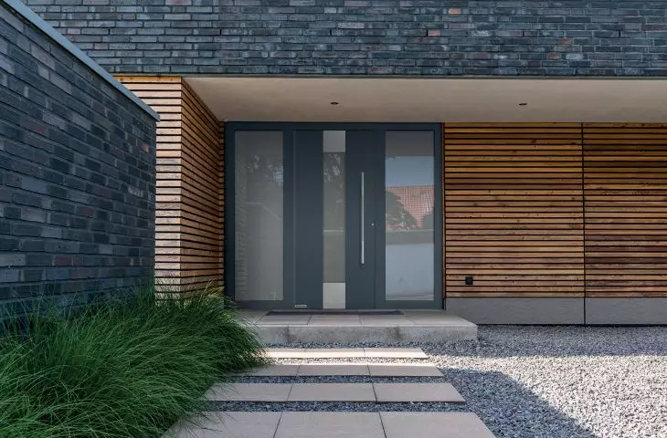 ThermoCarbon door pattern 680 in RAL 7015, optional side elements