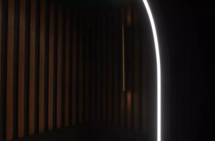 black and wooden laths were decided on the walls