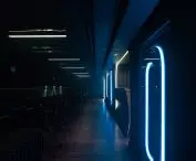 blue grenade was used to illuminate the letters placed on the walls 