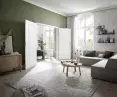 ClassicLine wooden door with rebate, lacquered in RAL 9016, handle Linea matt stainless steel