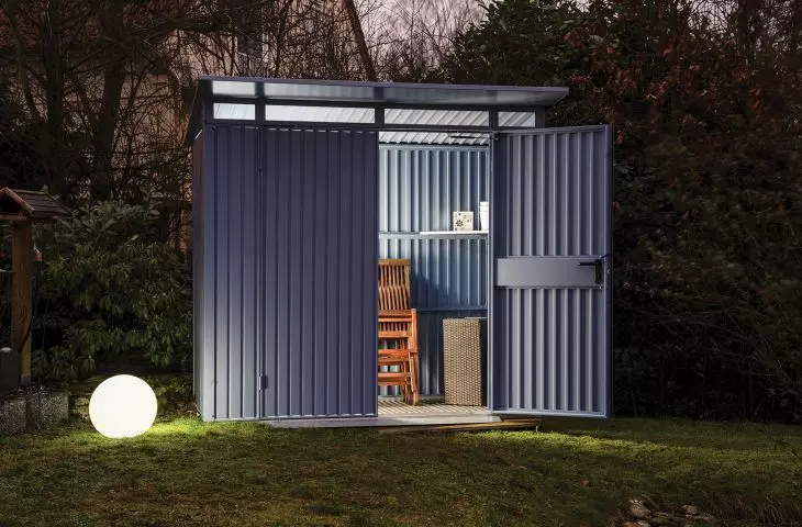 Classic garden house with monopitch roof, color RAL 5014