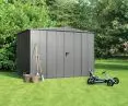 Modern garden house with gable roof, color RAL 9007