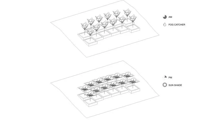 Cloud Catching Canopy project, by night and day