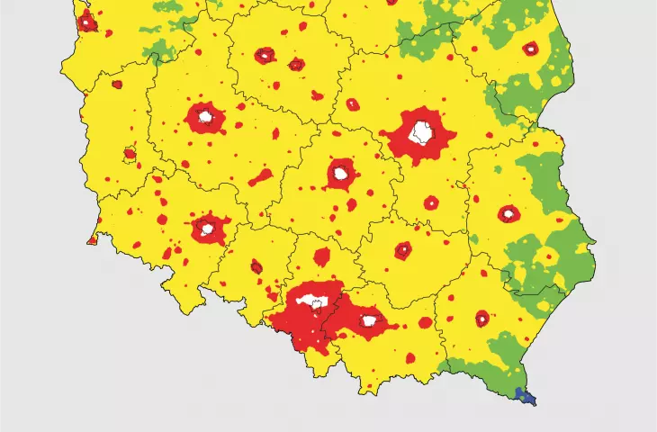 klasy jasności nocnego nieba nad Polską w 2022 roku