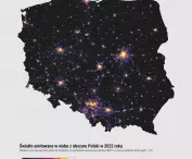światło emitowane w niebo z obszaru Polski w 2022 roku