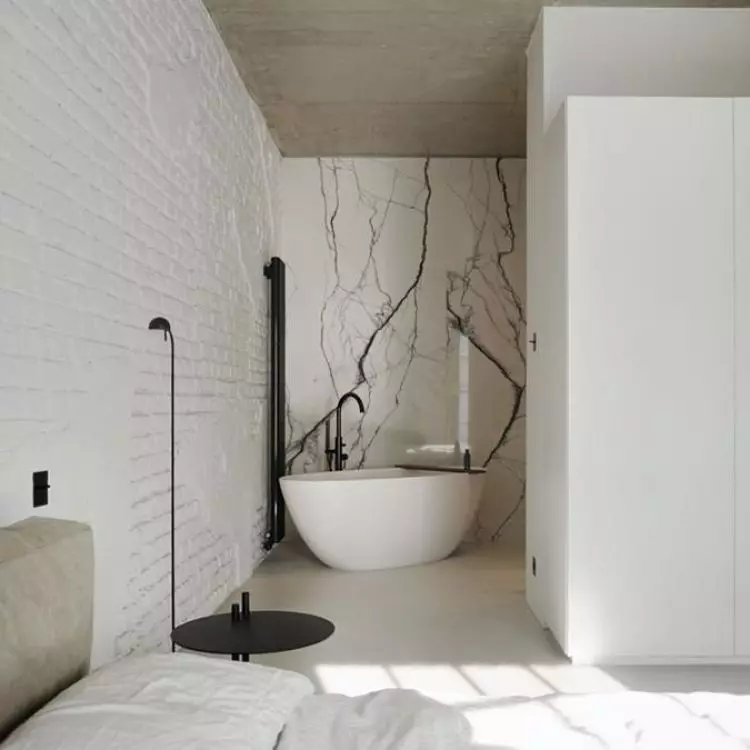 Freestanding bathtub turns bedroom into bath salon