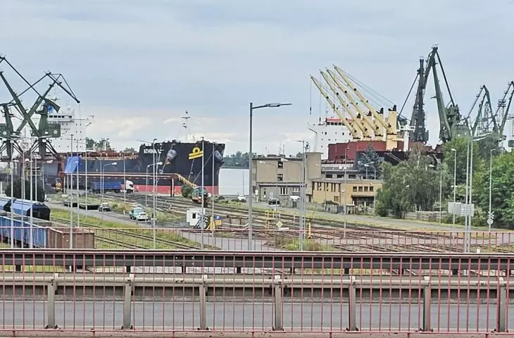 Szczecin's harbor skyline is dotted with 