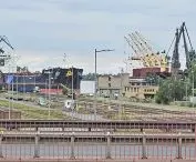 Szczecin's harbor skyline is dotted with 