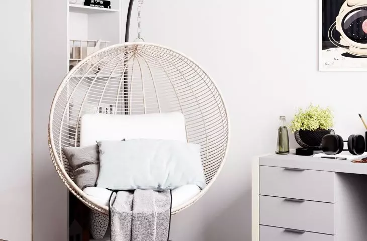 A swing was placed near the desk