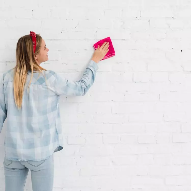A wall covered with stain-resistant paint just needs to be cleaned with water and mild detergent