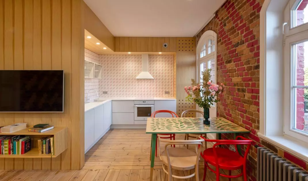 The furnishings are reminiscent of furniture from the communist era