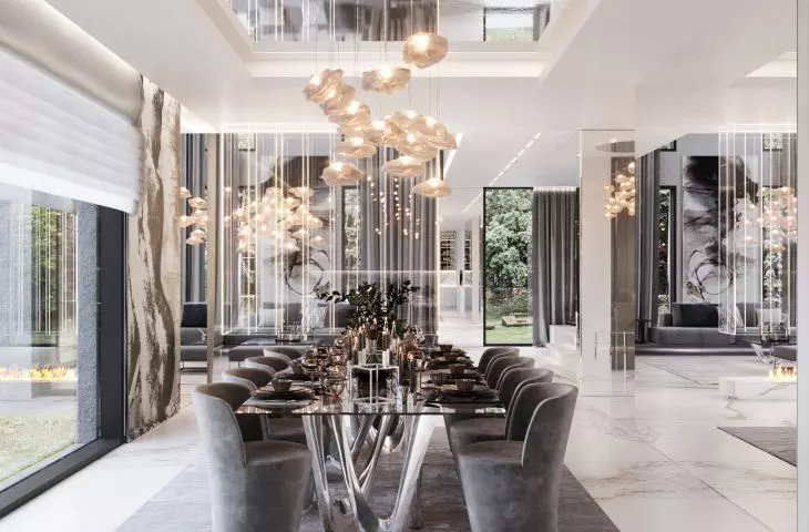 The arrangement highlights the beautiful surroundings of the house 