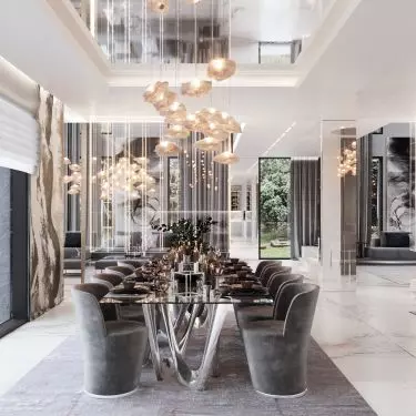 The arrangement highlights the beautiful surroundings of the house