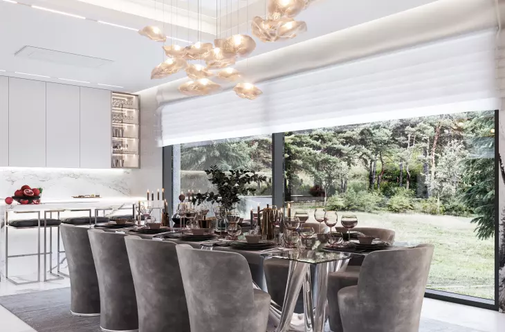 Thanks to large glazing in all rooms, we can admire nature