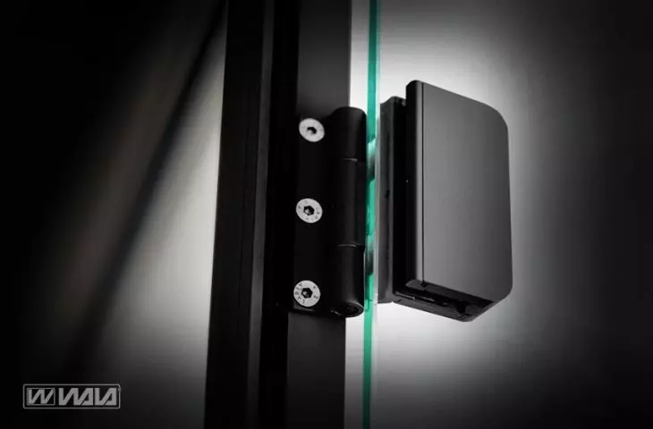 Zawiasy do szkła WTA RAL9005 - Hinges for glass sheet WTA RAL9005