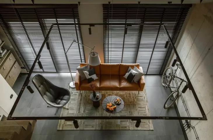 The apartment has two levels
