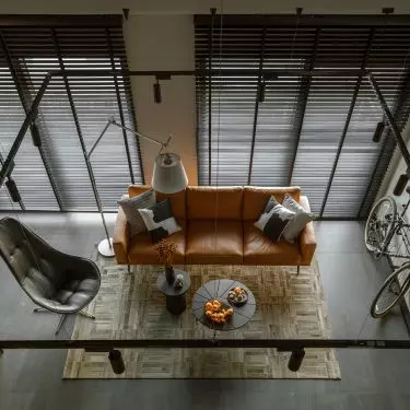 The apartment has two levels