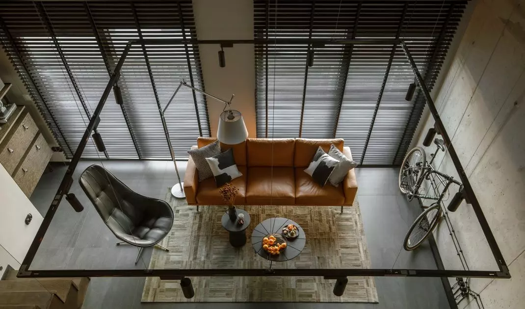 The apartment has two levels