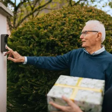 Using the videophone, the senior can easily check who paid him a visit